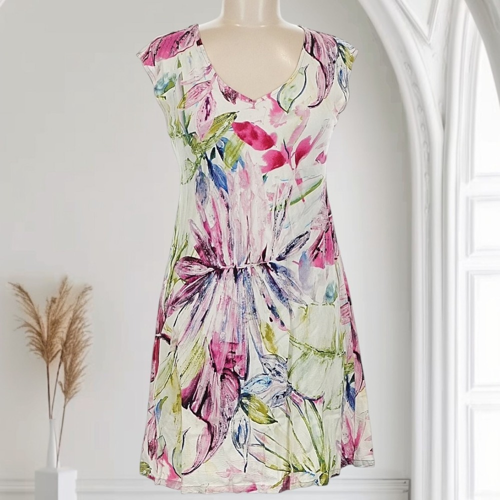Jams World Sleeveless Dress Wipa Wind Palm Womens M Tropical Beach Preppy Artsy
